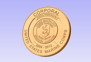 3D Carved Round Marine Corps Plaque Personalized