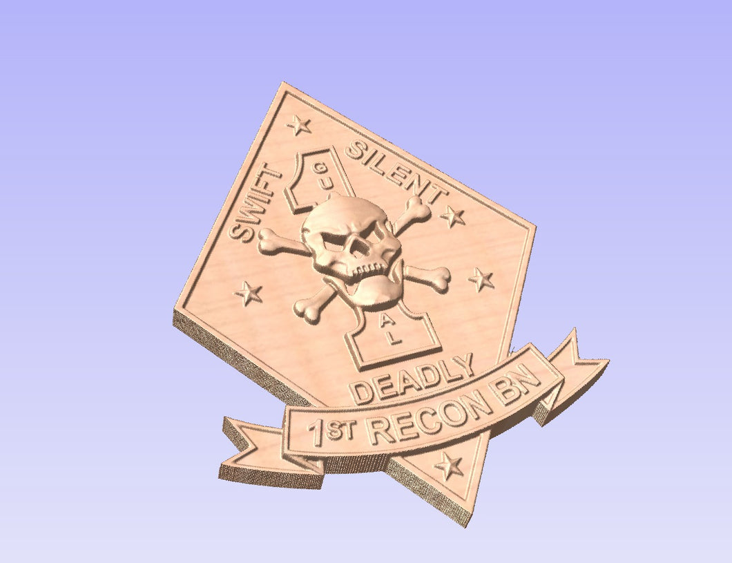 3D Carved First Recon Marine Corps Unit plaque