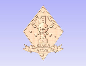 3D Carved First Recon Marine Corps Unit plaque