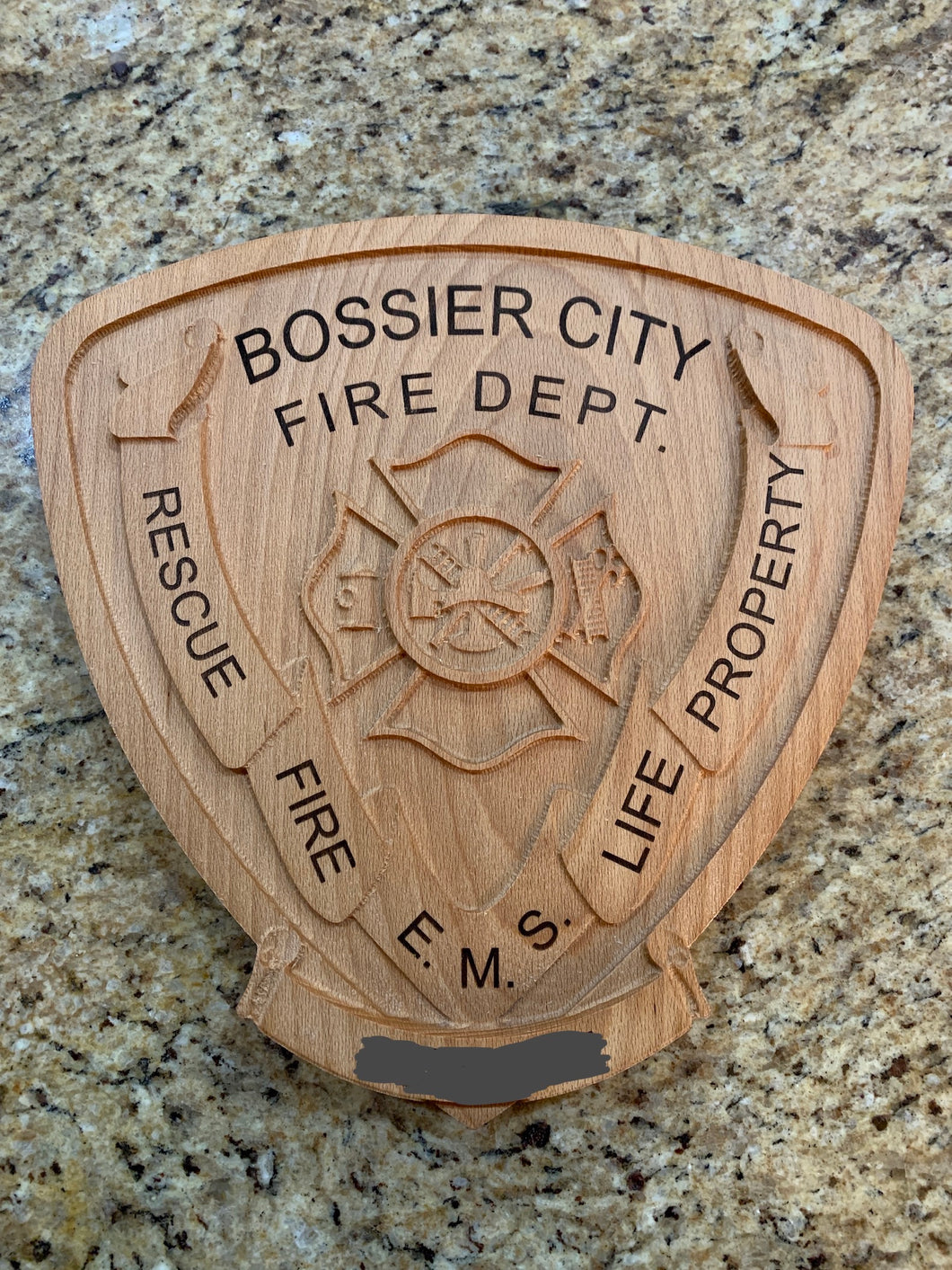 Bossier City fire department patch 3D Carved