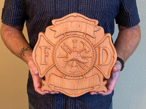 Firefighter 3D Carved wood plaque