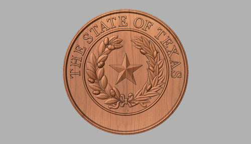 Texas state seal 3D carved